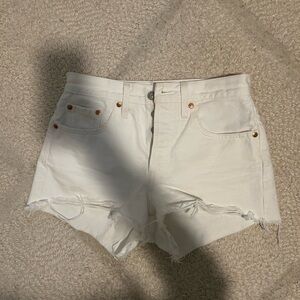 Levi’s Women’s White 501 Original Fit High-Rise Denim Shirts